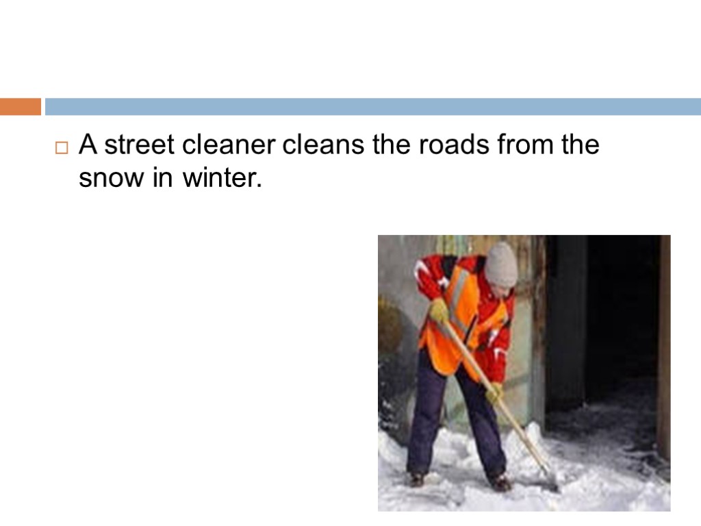 A street cleaner cleans the roads from the snow in winter.